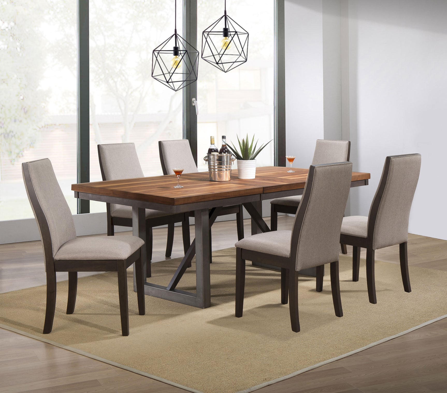 Spring Taupe Rectangular Dining Set room view