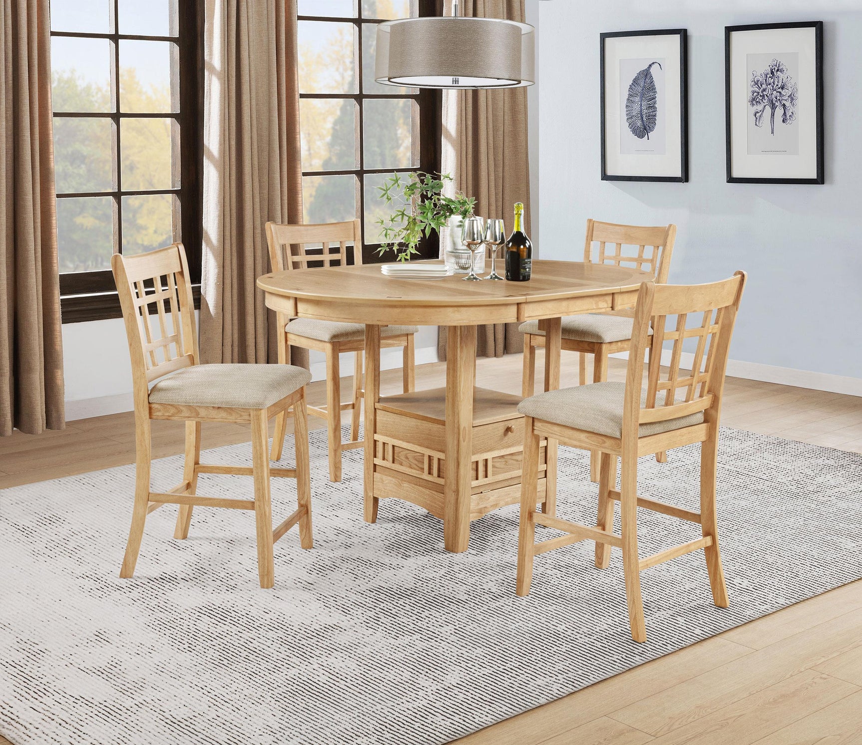 Lavon oval light oak counter height dining table, front angle