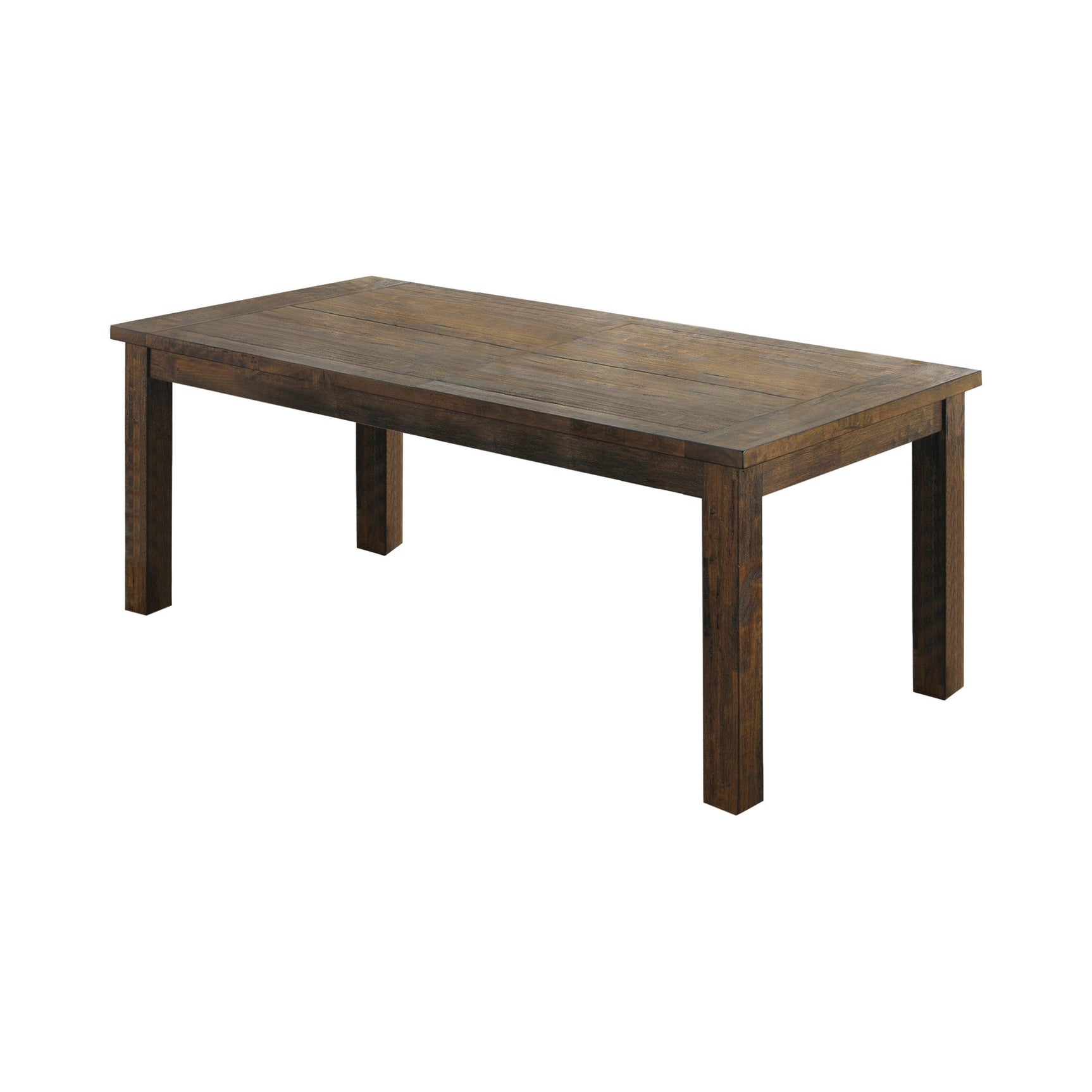 Coleman Rectangular Dining Table Rustic Golden Brown, side view showing legs