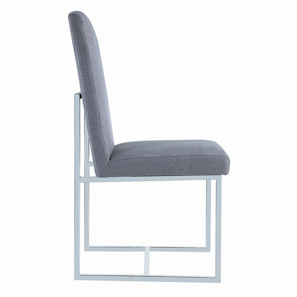 Mackinnon chair seat detail showing grey upholstery and padding