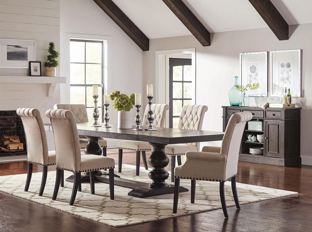 Alana Upholstered Side Chairs Beige And Smokey Black (Set Of 2) - Ella Furniture