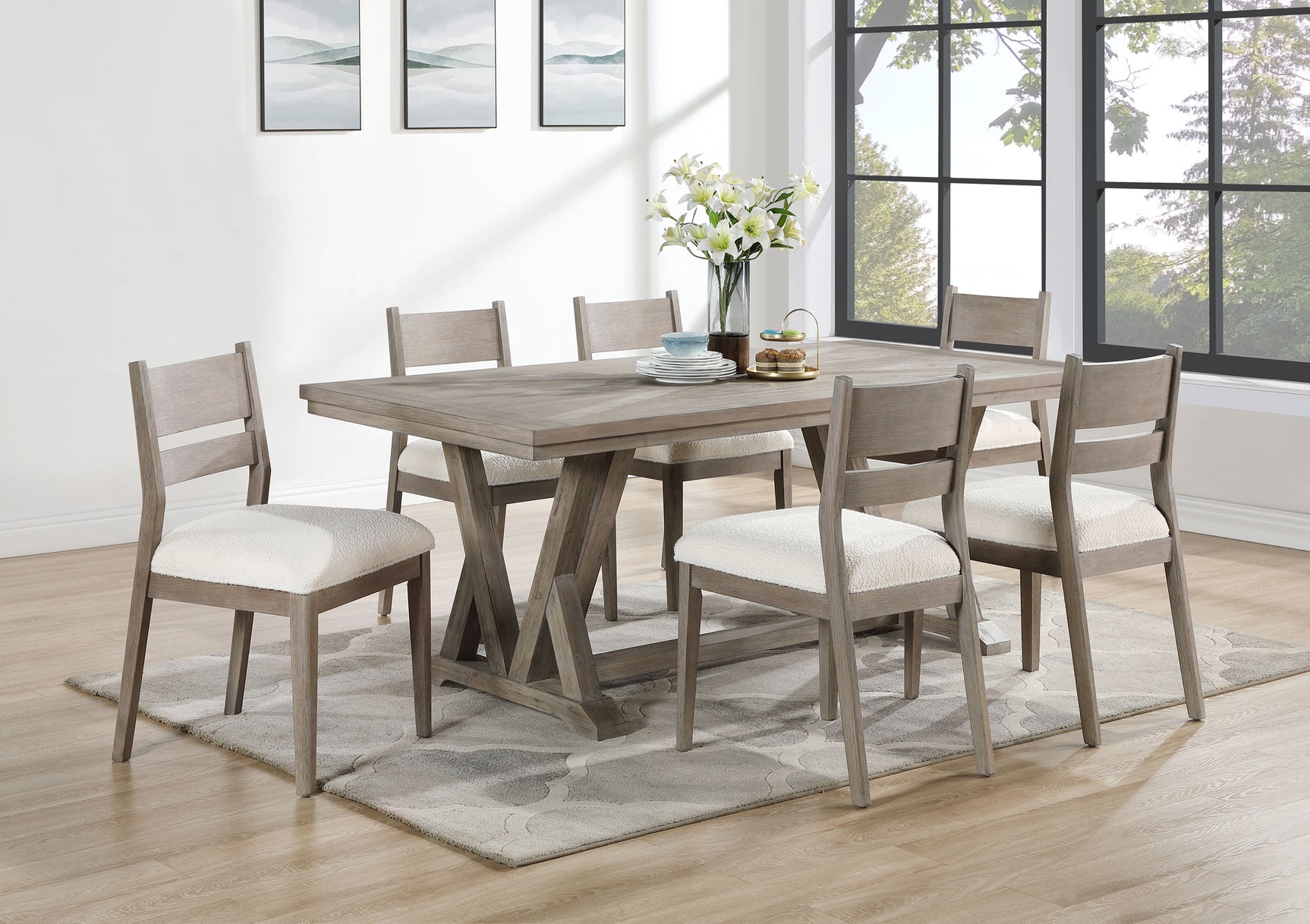 room view of Cornelia Coastal Grey Rectangular Dining Room Set