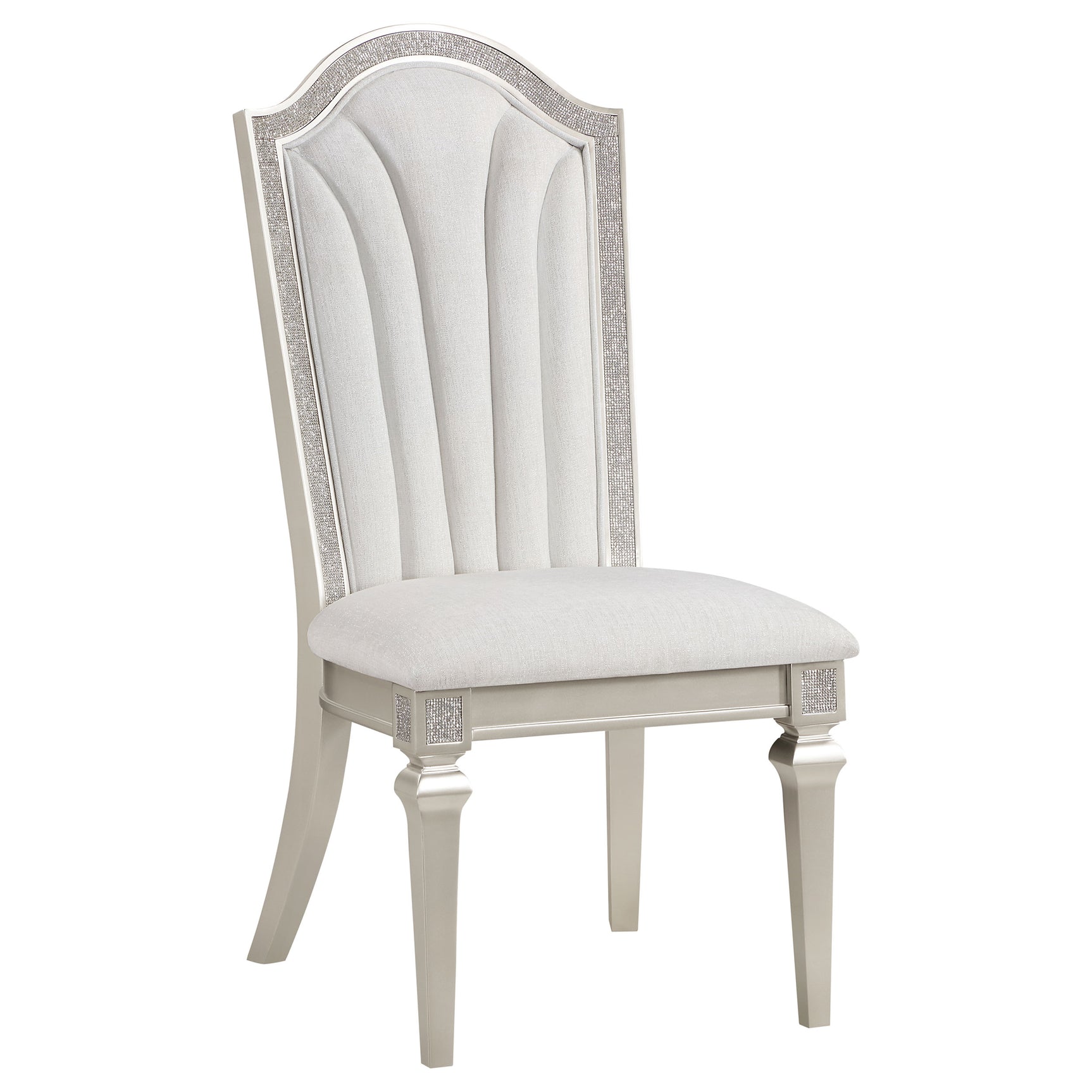 Detail view of chair design in Evangeline set