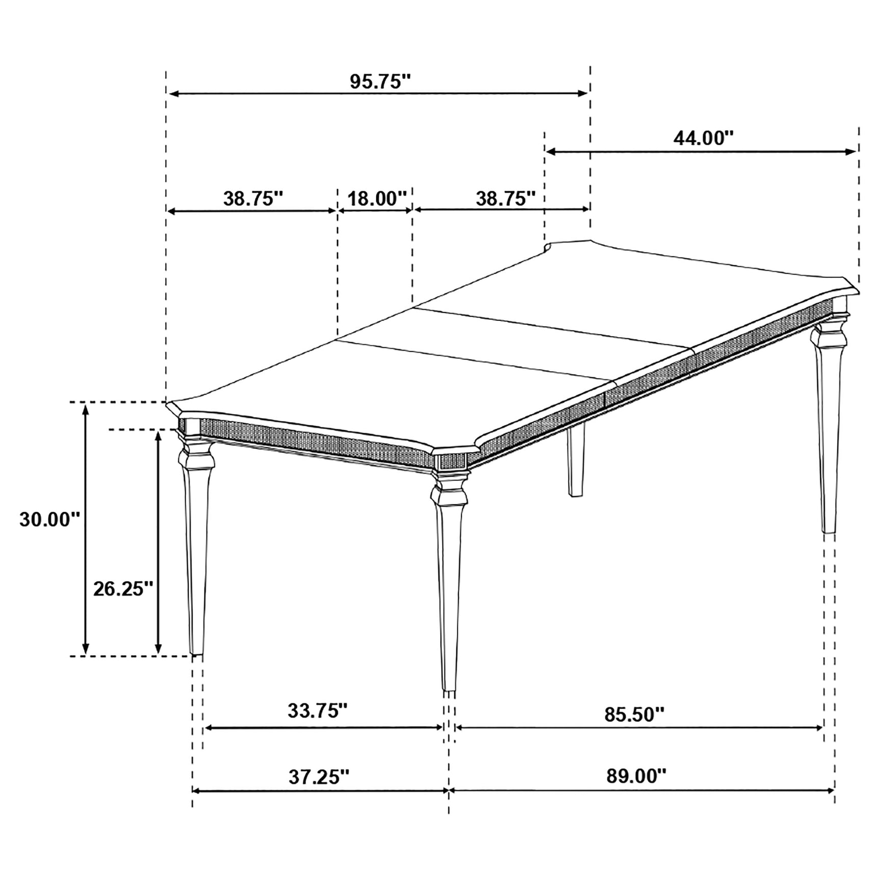 Detail view of table leg design and finish