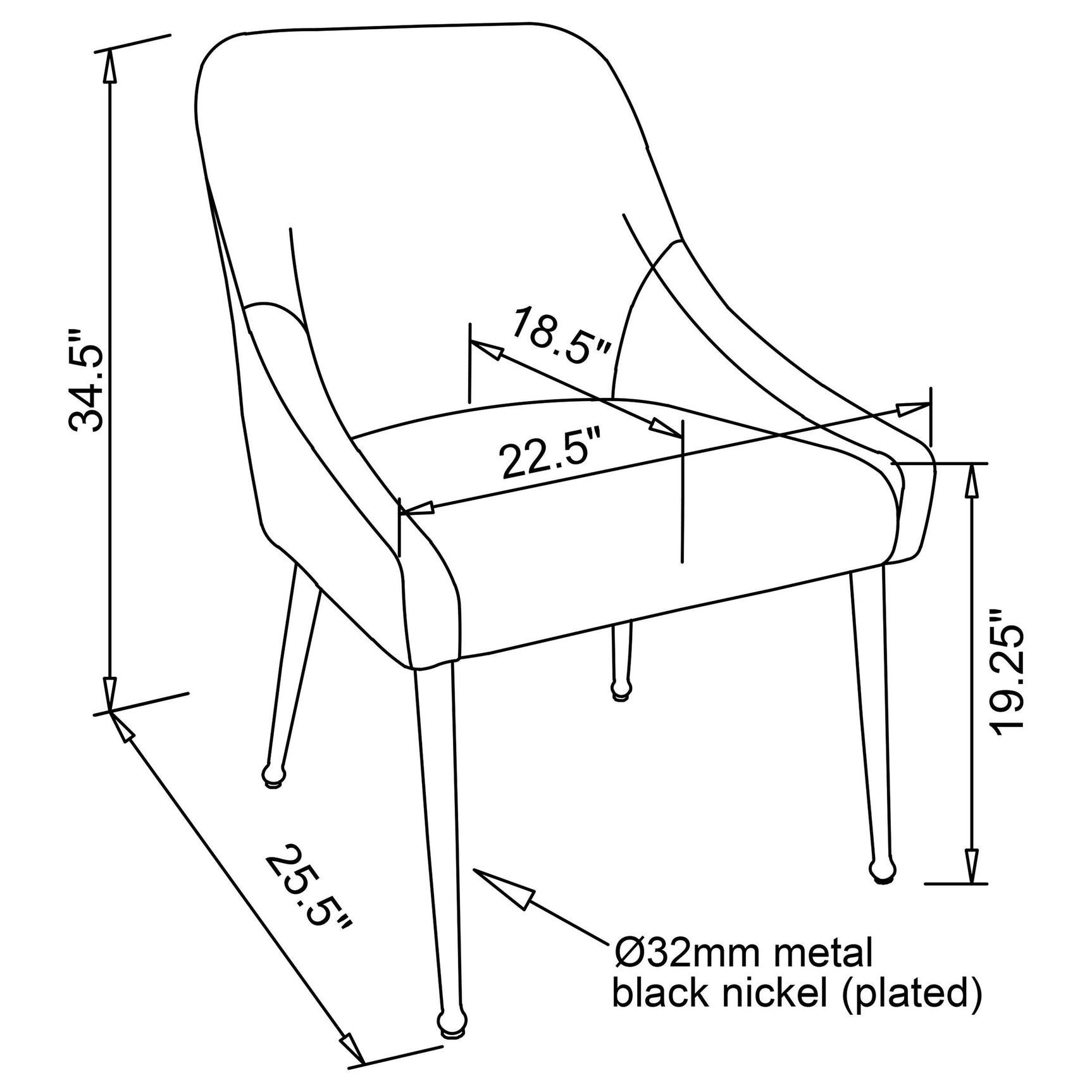 Mayette Blue Upholstered Dining Side Chair side view