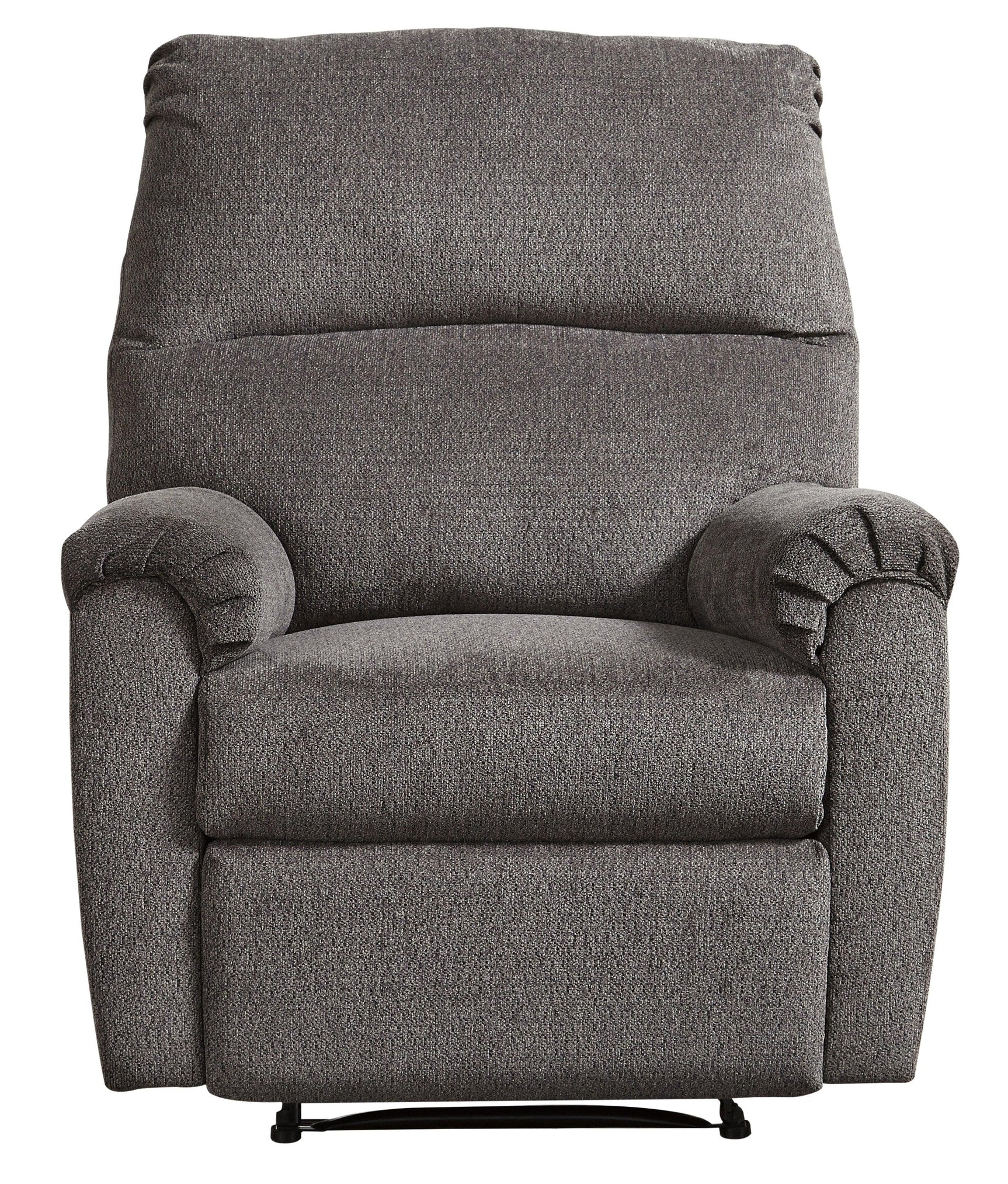 Side profile of Nerviano Gray Chenille Manual Recliner