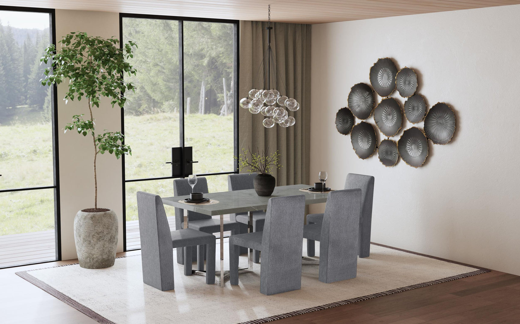 Sterling dining table next to window with natural light