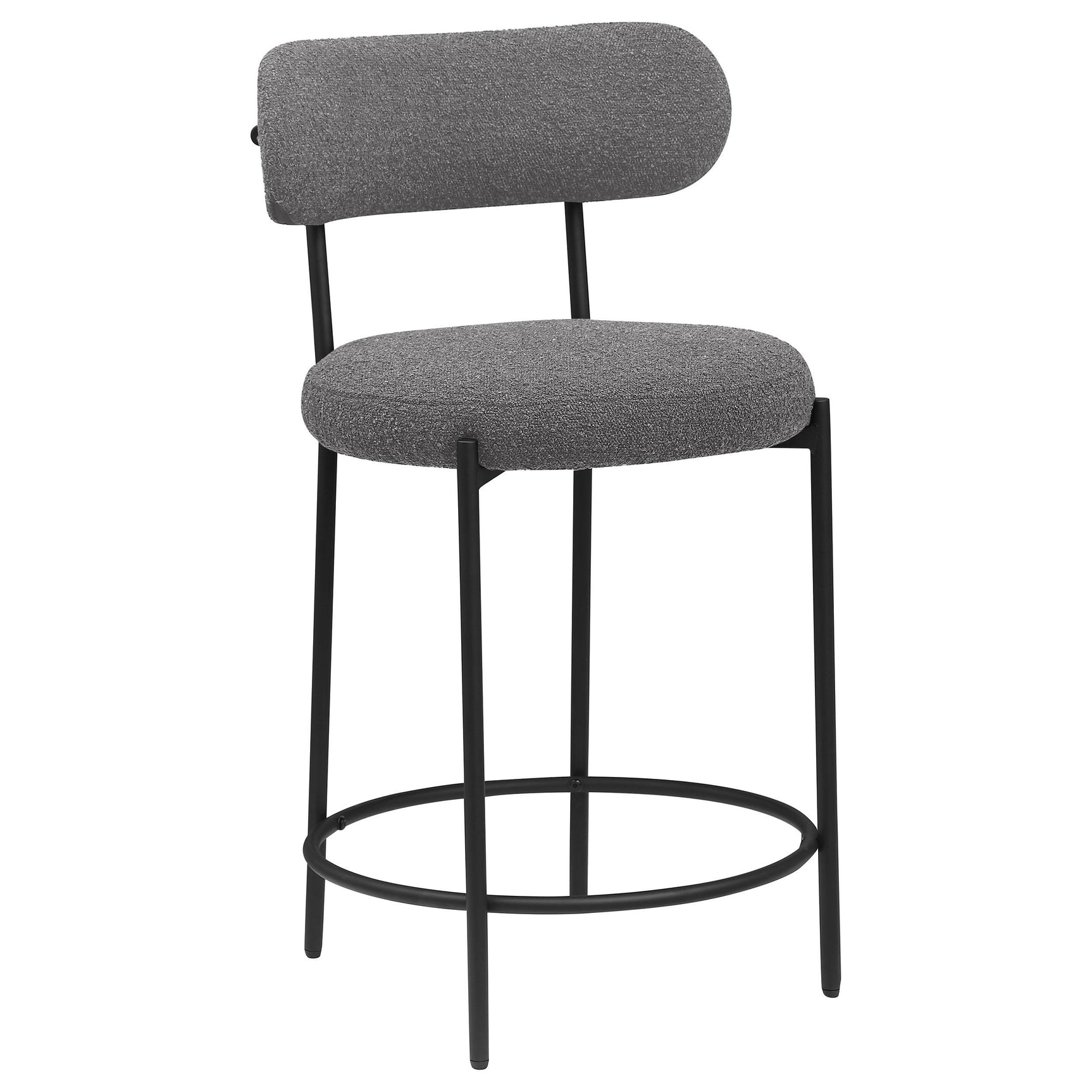 Back view of Viola grey boucle upholstered counter chair