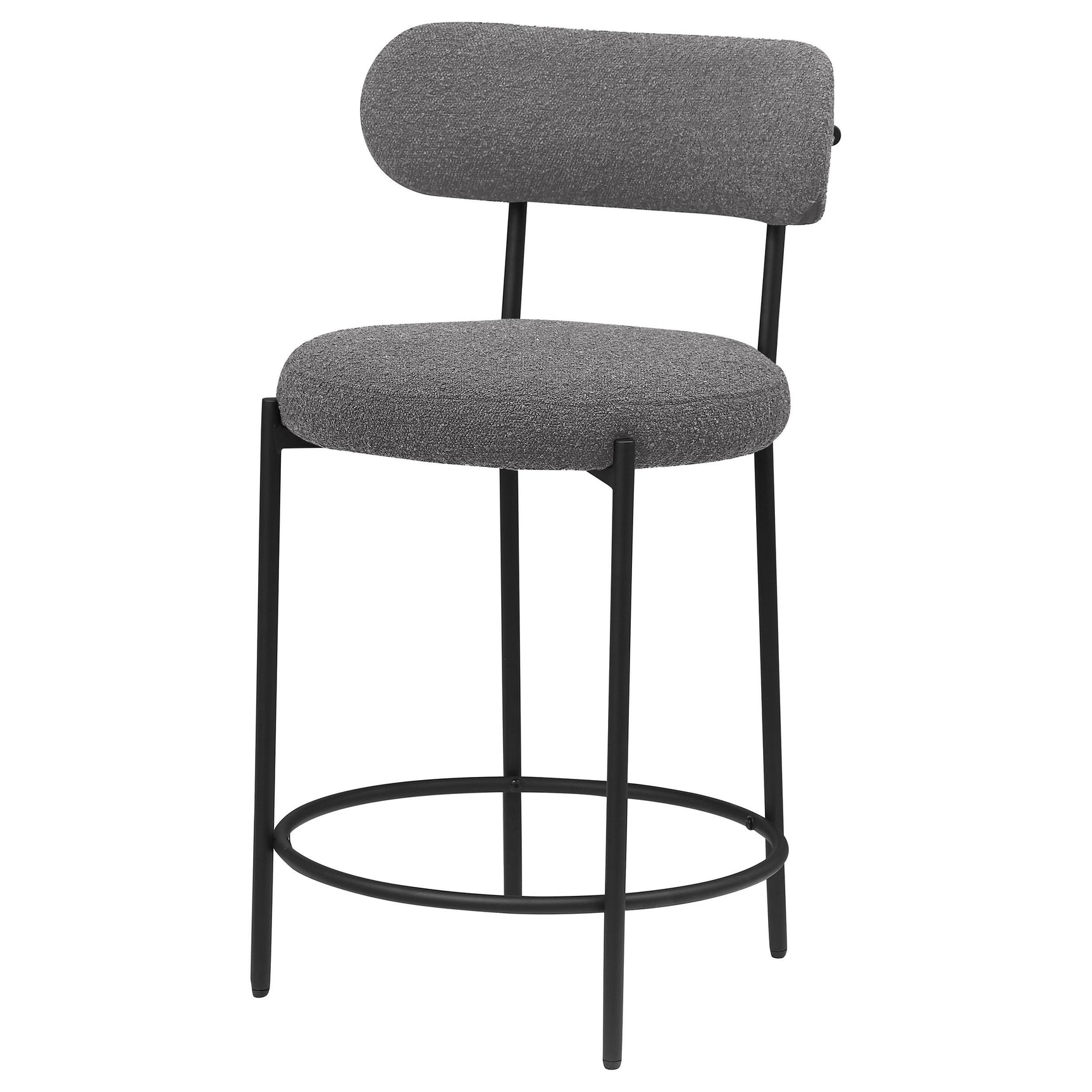 Black metal frame and footrest detail on Viola counter chair