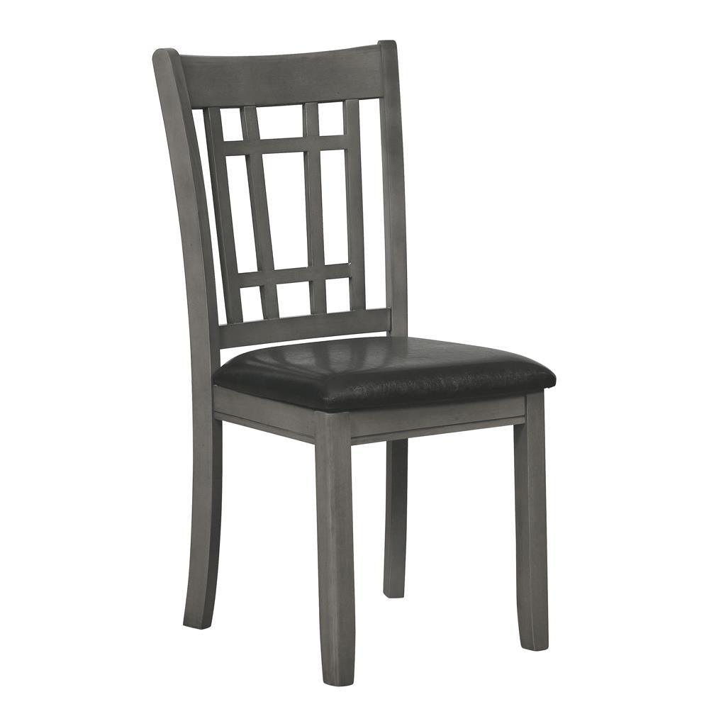 Lavon Dining Side Chairs Pair with Upholstered Seat in Medium Grey