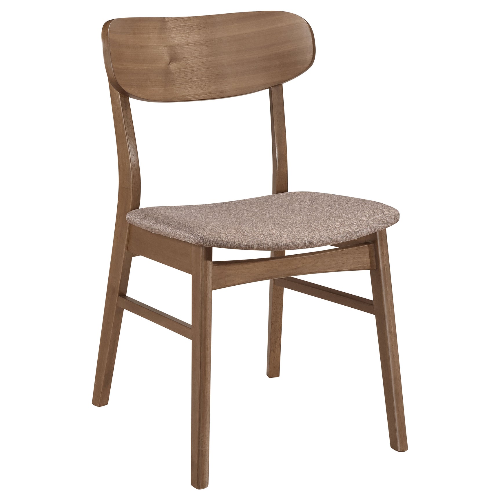 Side view of dining chairs and walnut table