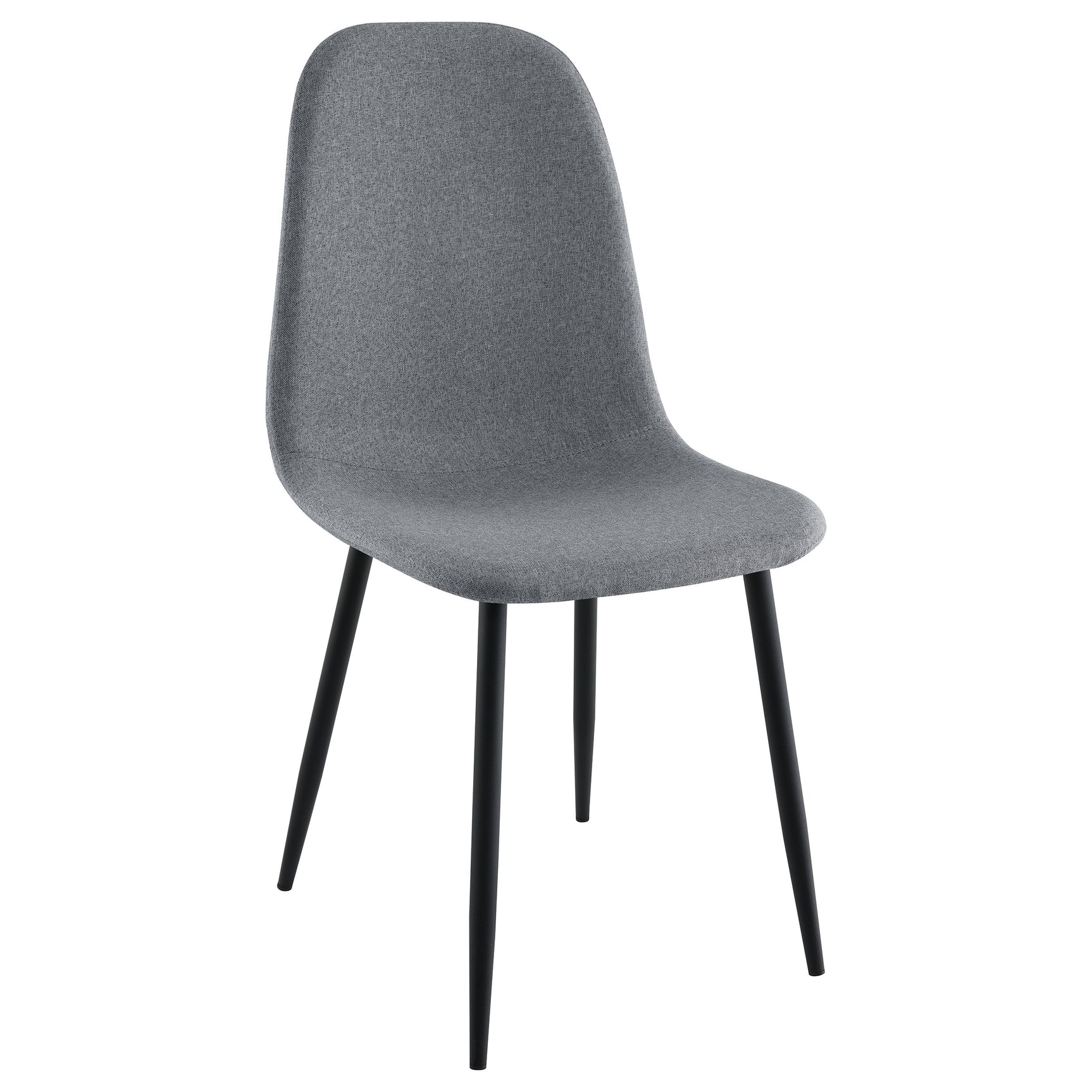 Close-up of chair upholstery and grey finish