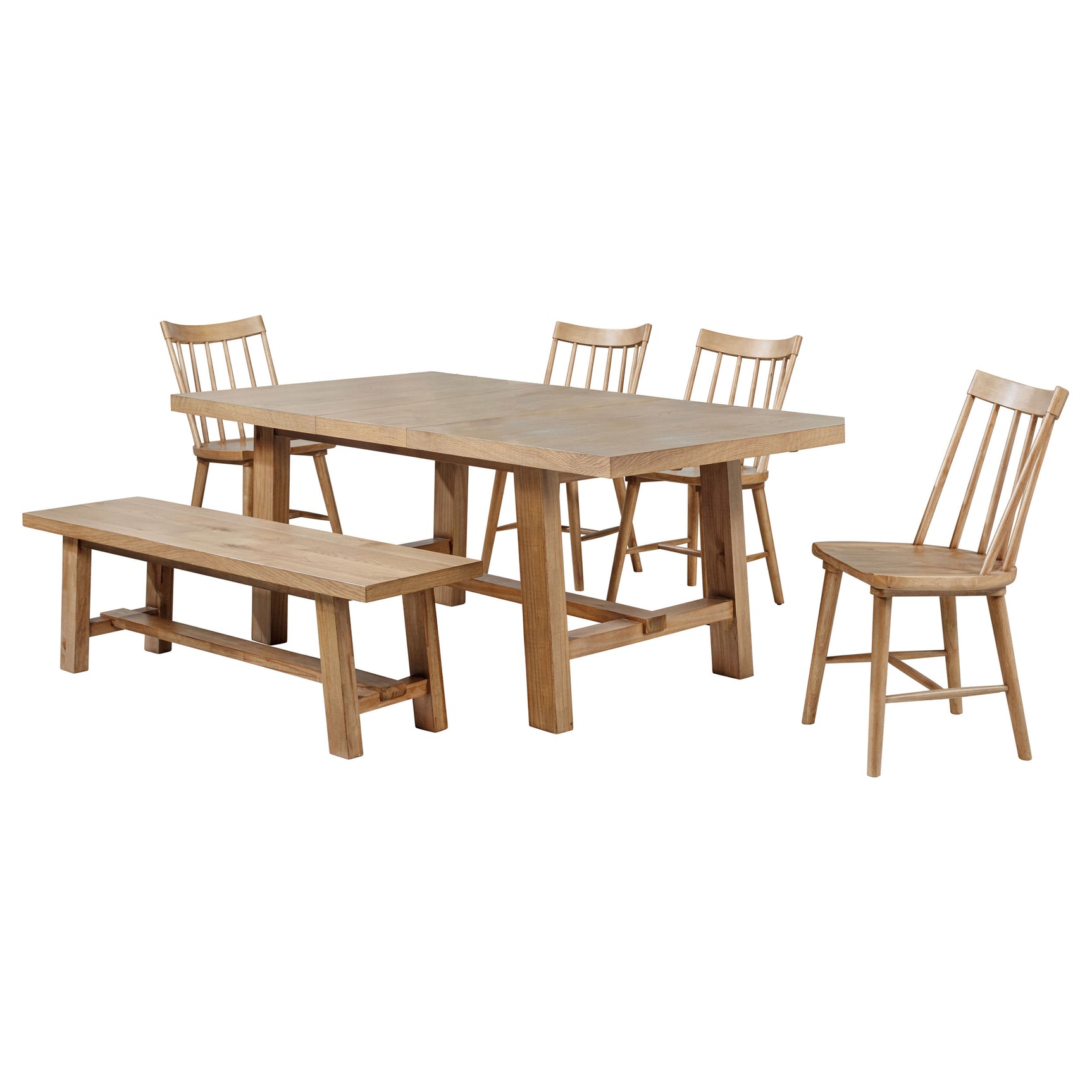 Detail view of Middleton dining set natural brown finish
