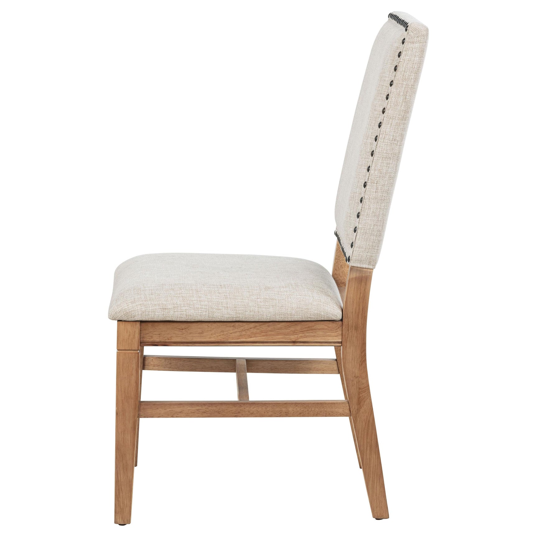 Leg detail with plastic glides on Middleton upholstered dining chair