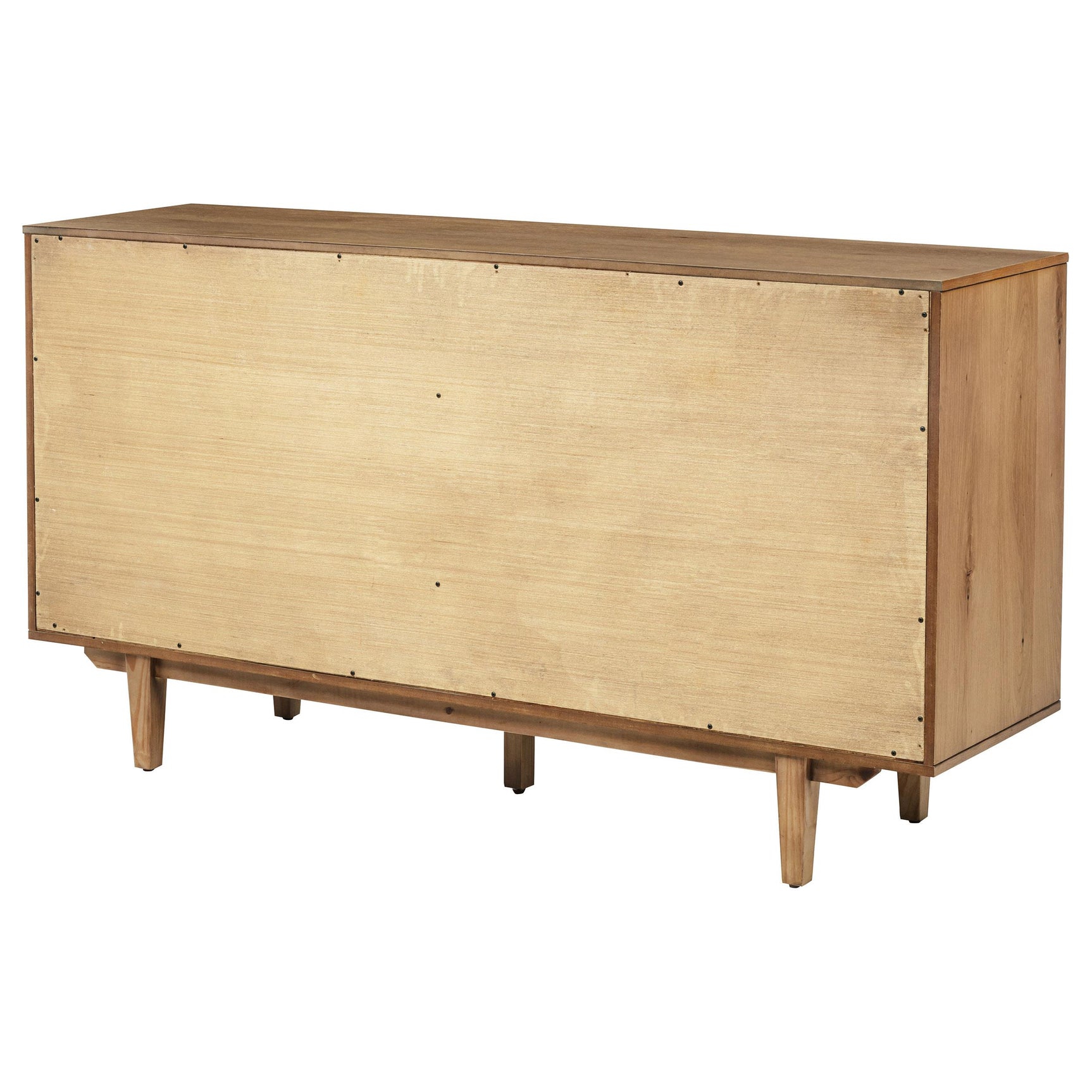Middleton natural wood 4-door sideboard with dual drawers, front view
