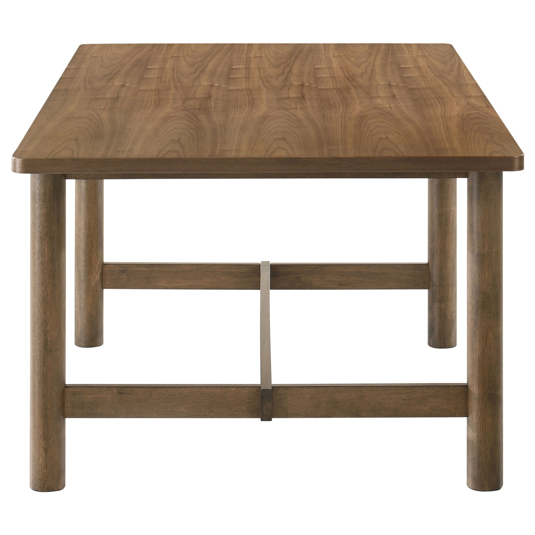 detail close-up of chair seat and table edge of Crestmore Brown Dining Set