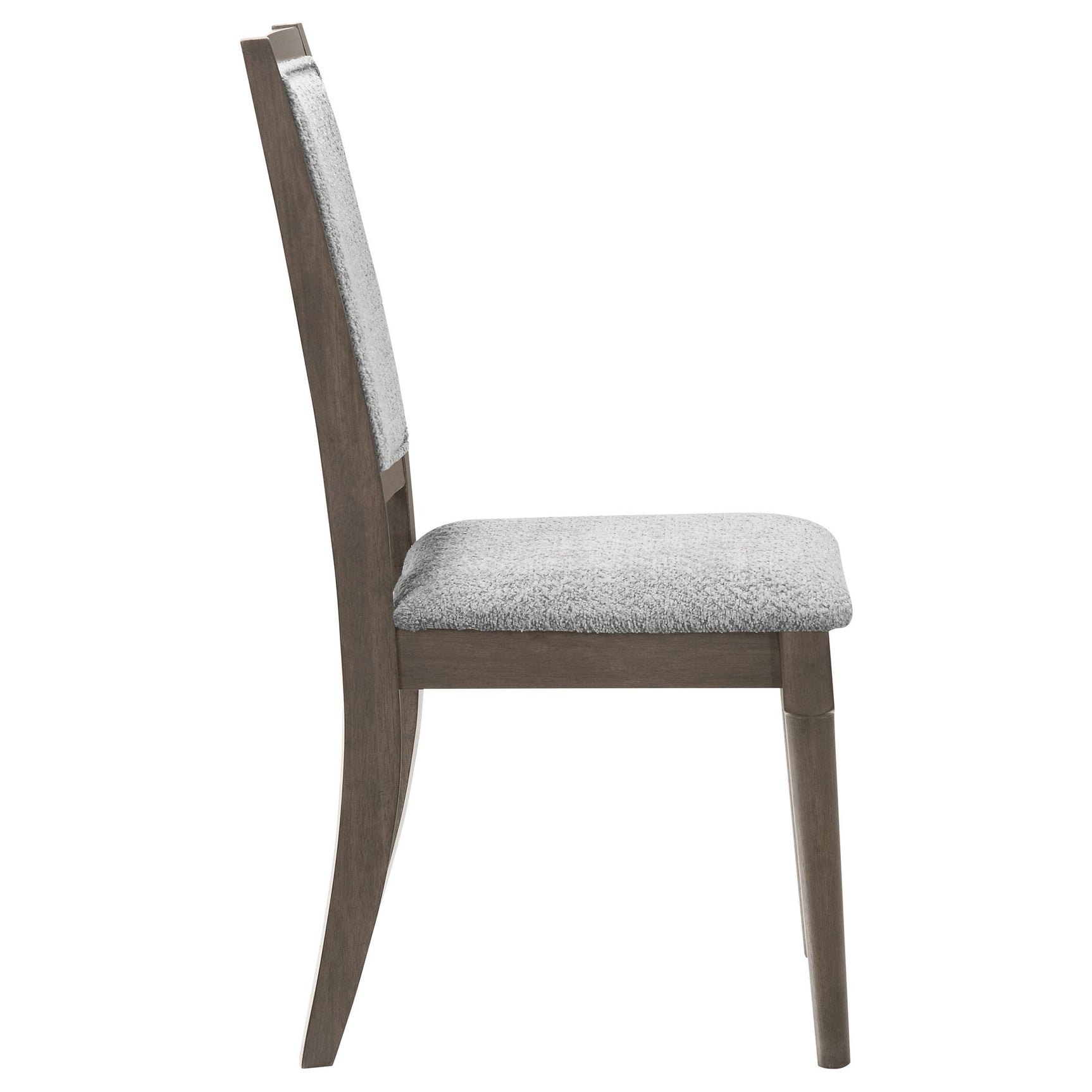Onslow Upholstered Dining Side Chair dark brown multiple chairs in setting