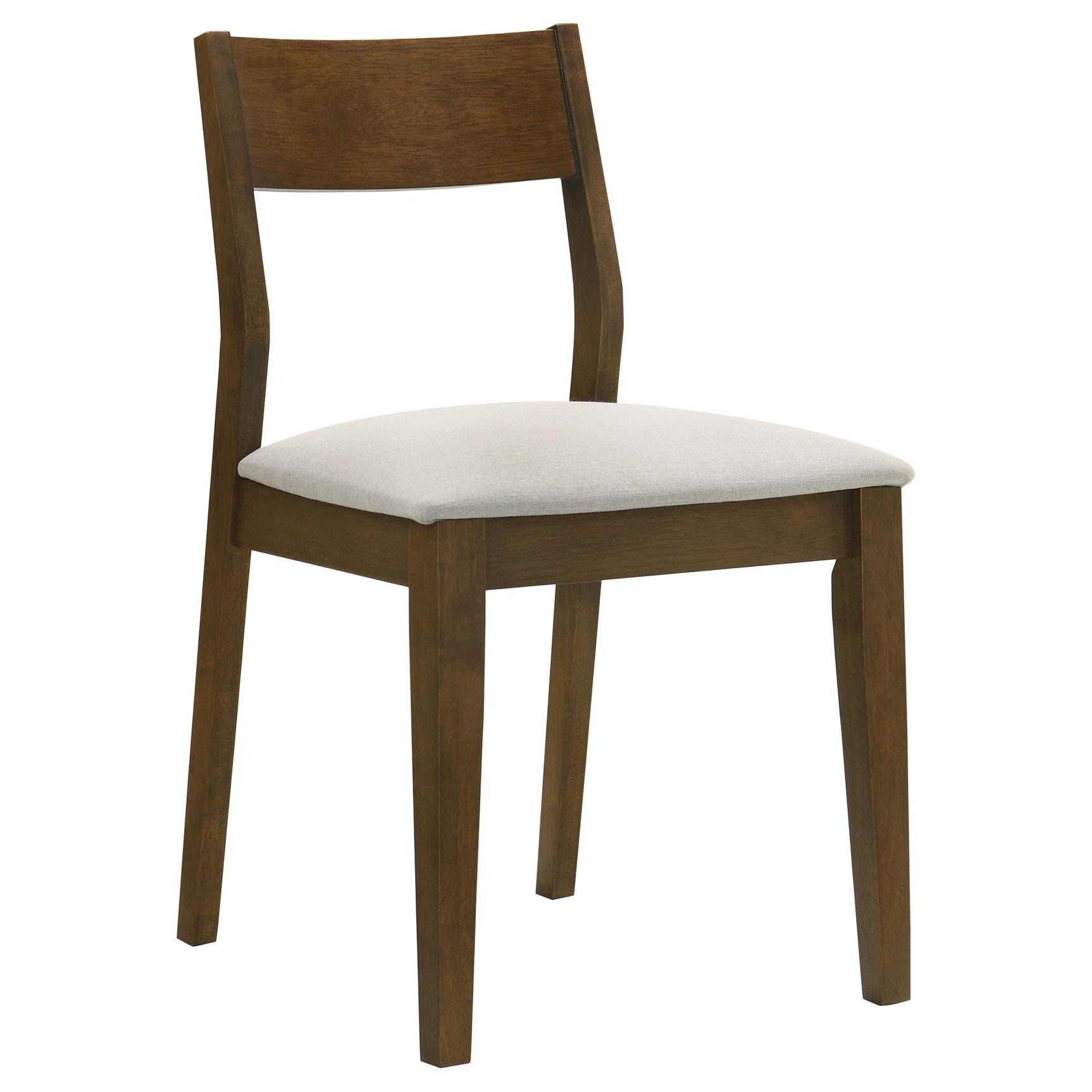 Close-up of Almonte chair dark brown fabric upholstery and seat cushion