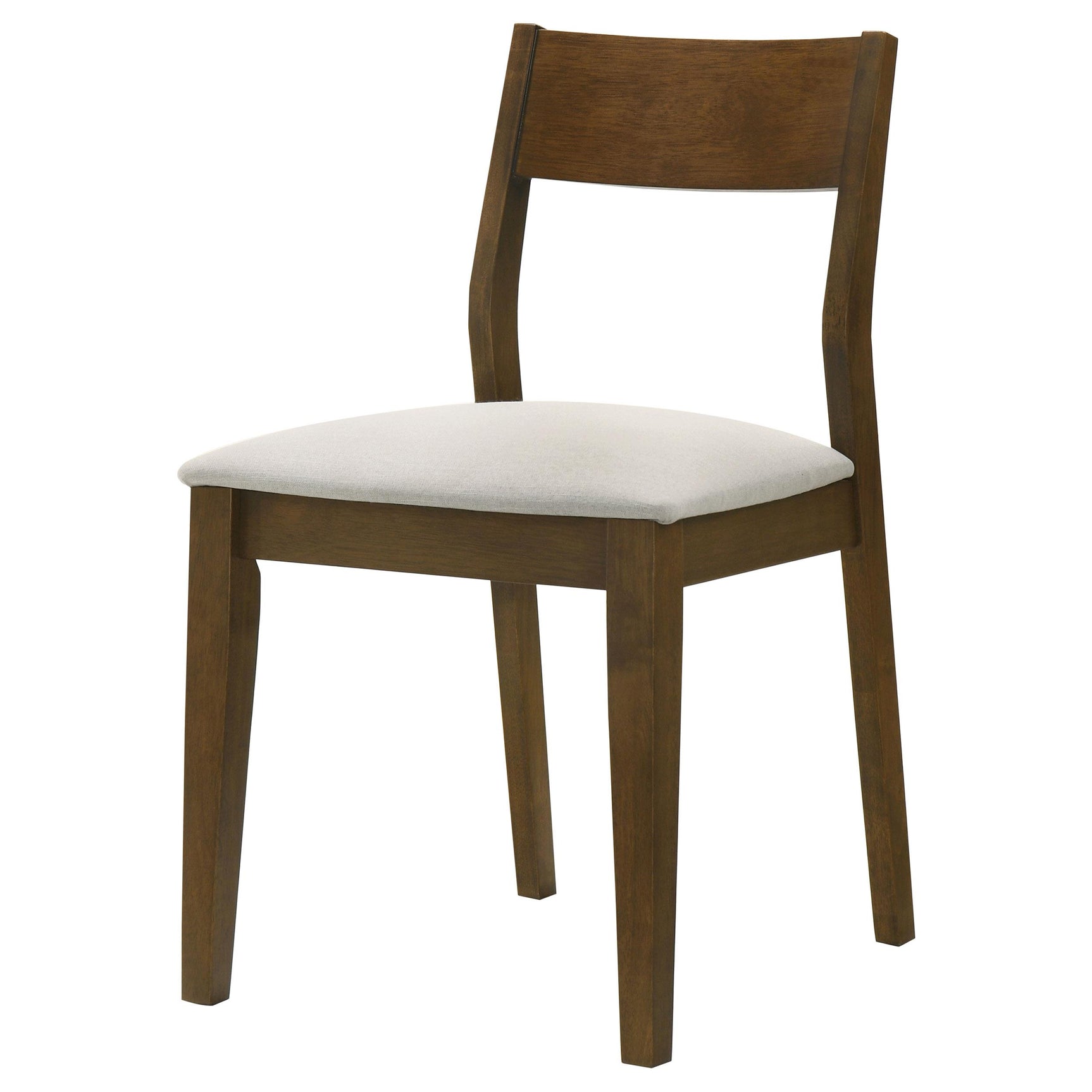 Almonte dining chair in dark brown fabric upholstery, side angle