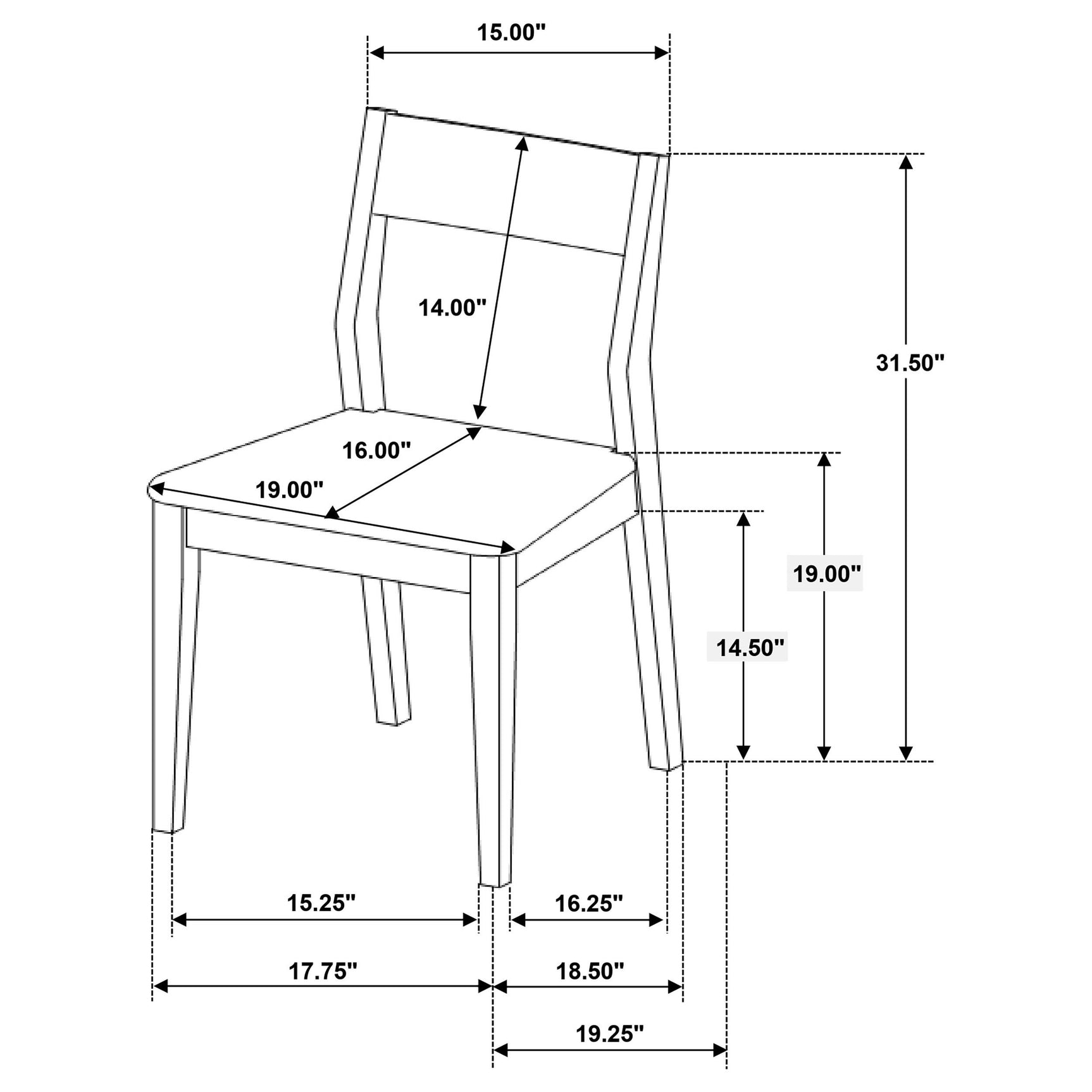 Almonte dining chair in dark brown fabric upholstery, side angle