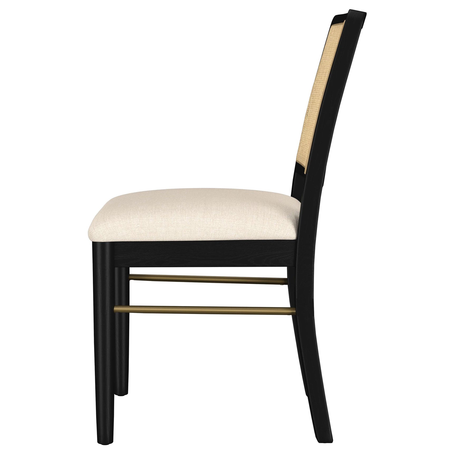 Pair of Arini Black Rattan Cane Dining Side Chairs side by side