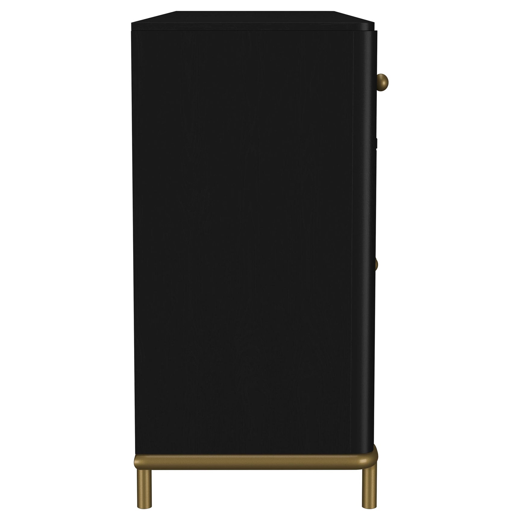 Sideboard drawer glide hardware close-up