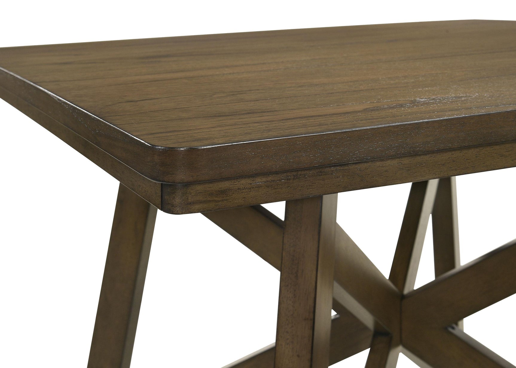 Corner view highlighting table stability and finish