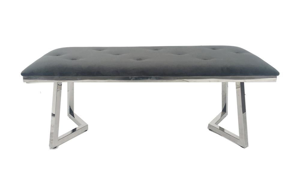 Beaufort Upholstered Tufted Bench Dark Grey side view