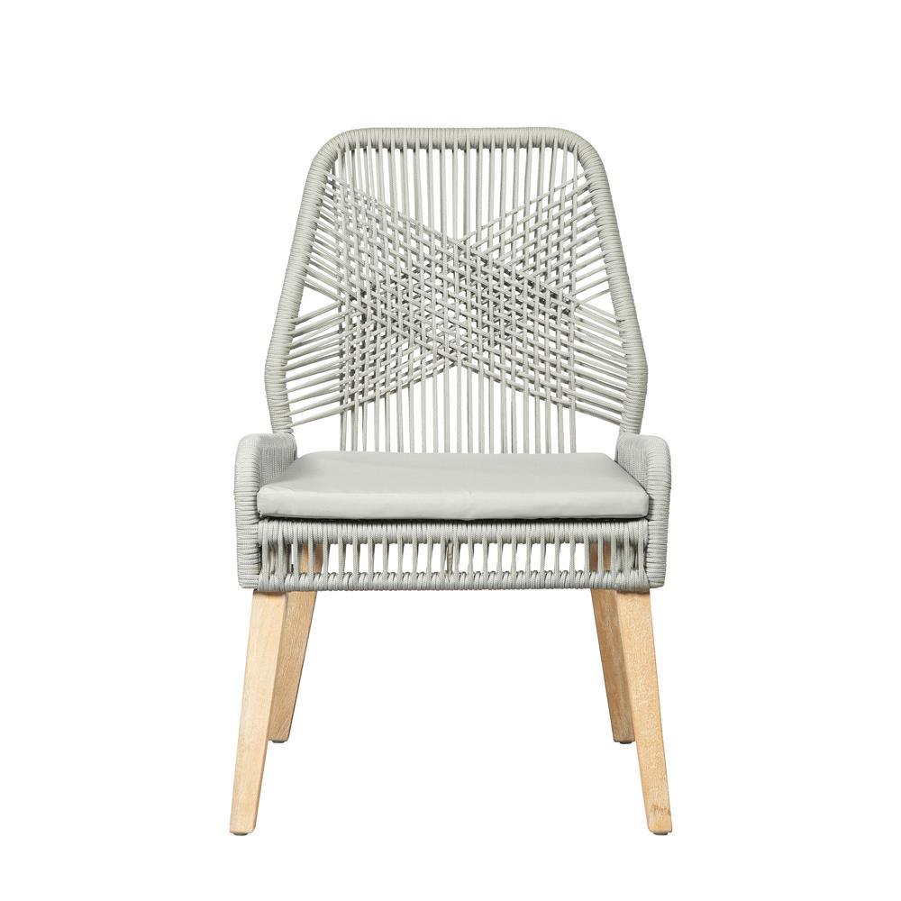 Front view of Nakia grey woven back dining chair