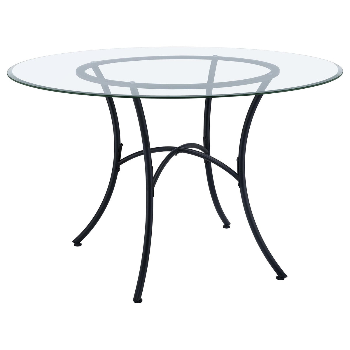 Kline 48-Inch Round Glass Top Dining Table Matte Black — product view