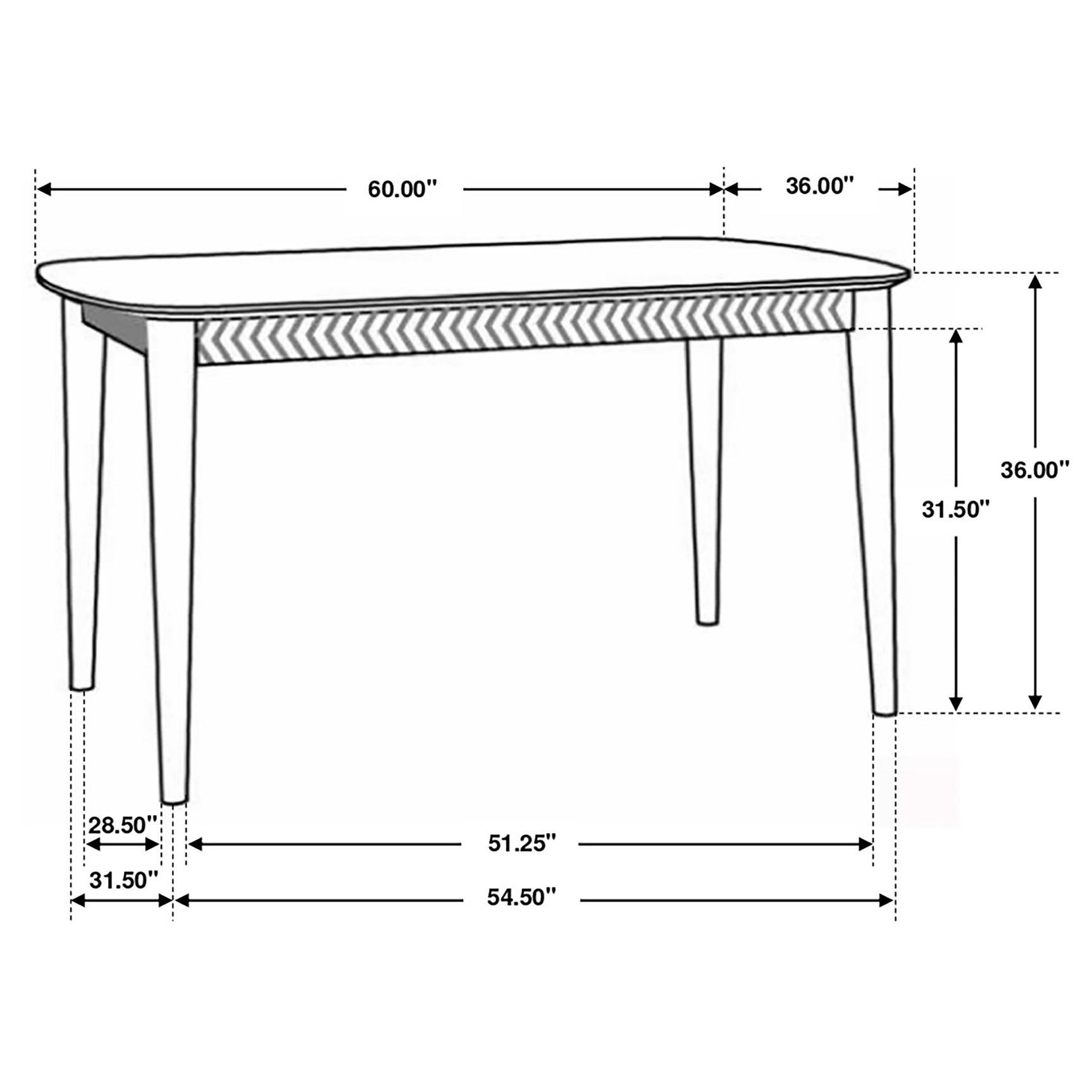 Angle view of dining set in room setting