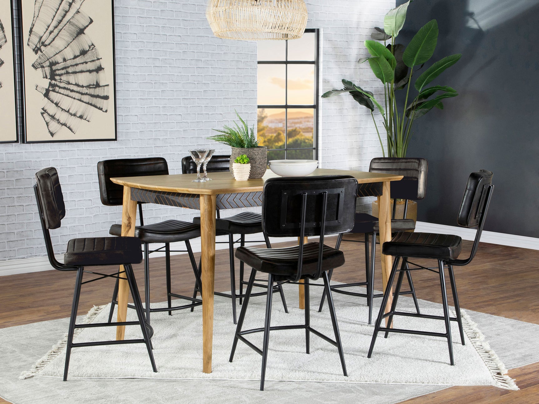 Side view of Partridge Sheesham Espresso Counter Height Dining Set