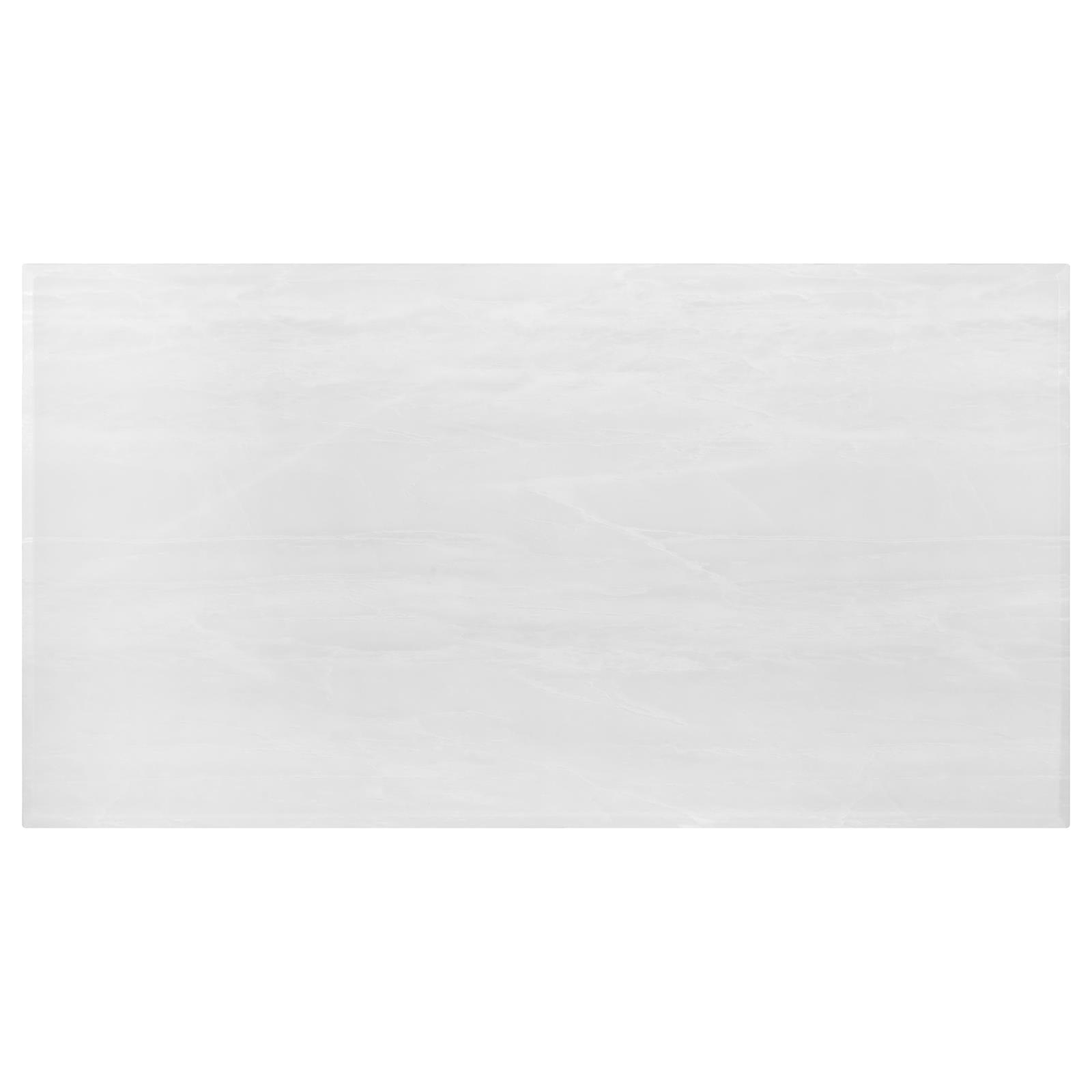 Kerwin dining table top view showing white faux marble veneer