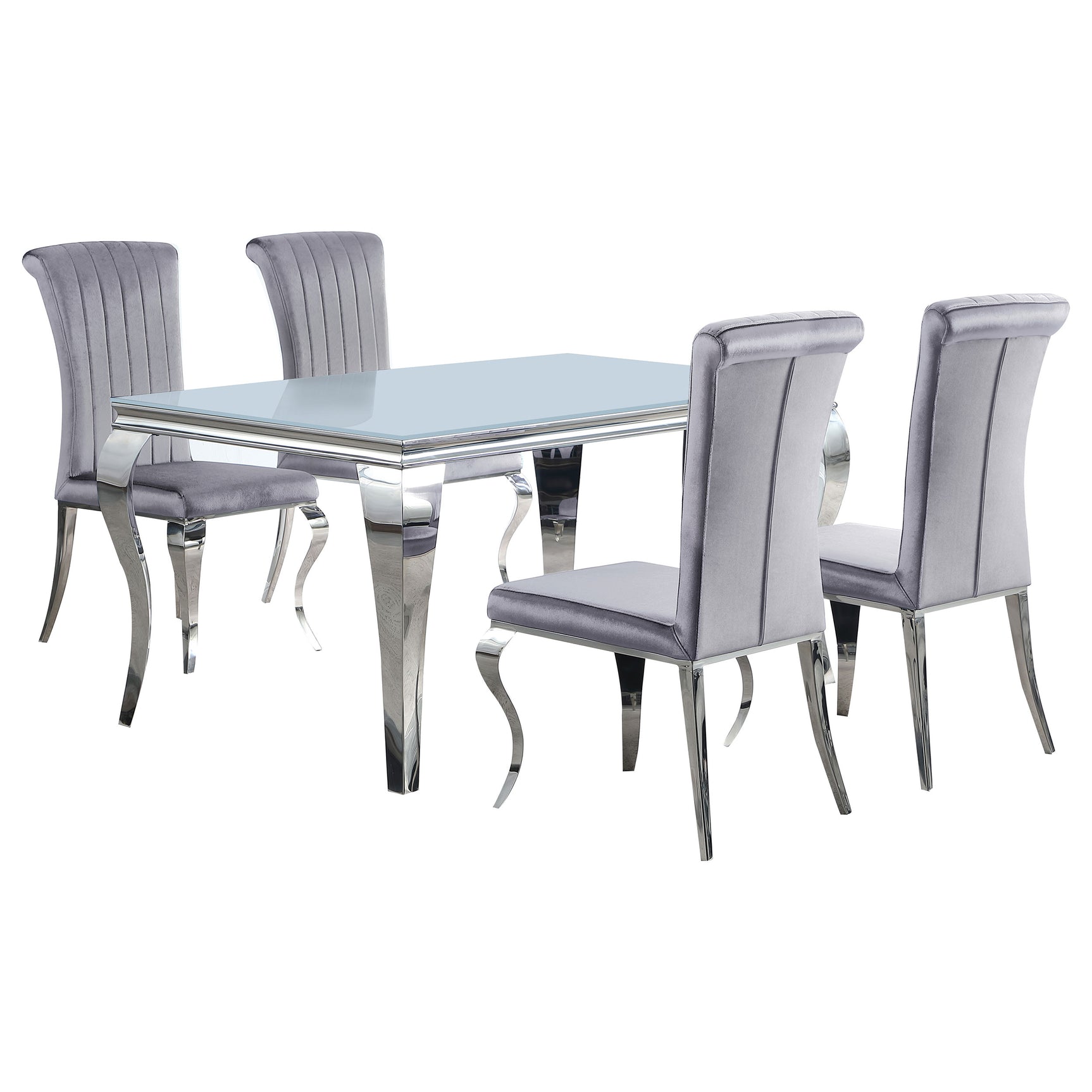 room view showing Carone White Gray II dining set in styled dining room