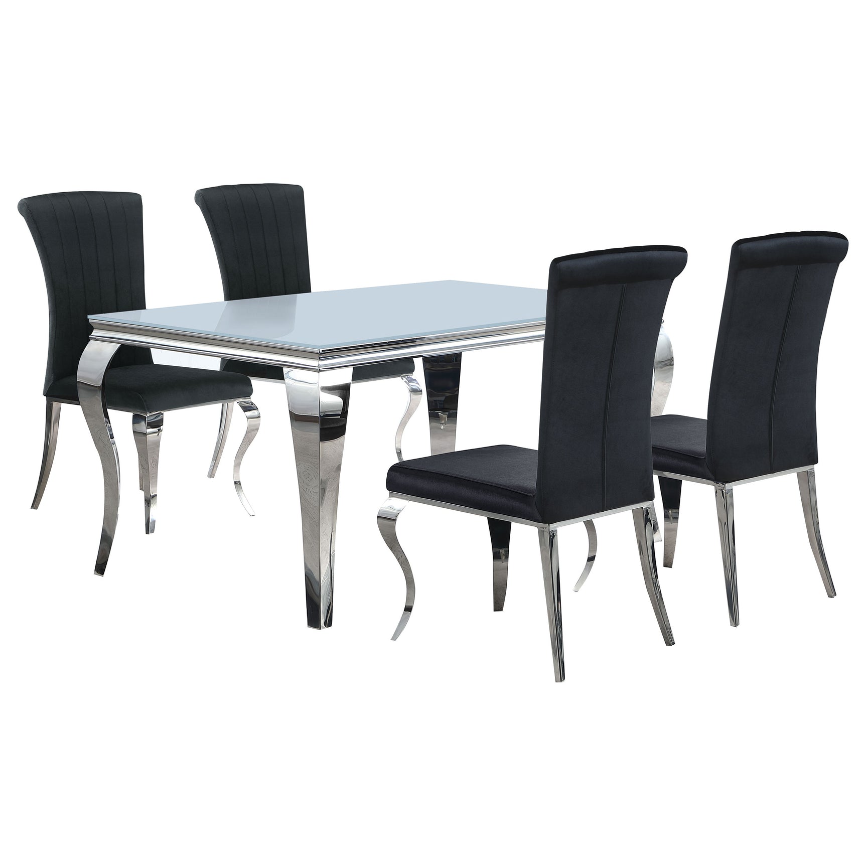 room view showing Carone White Black II dining set with 4 chairs