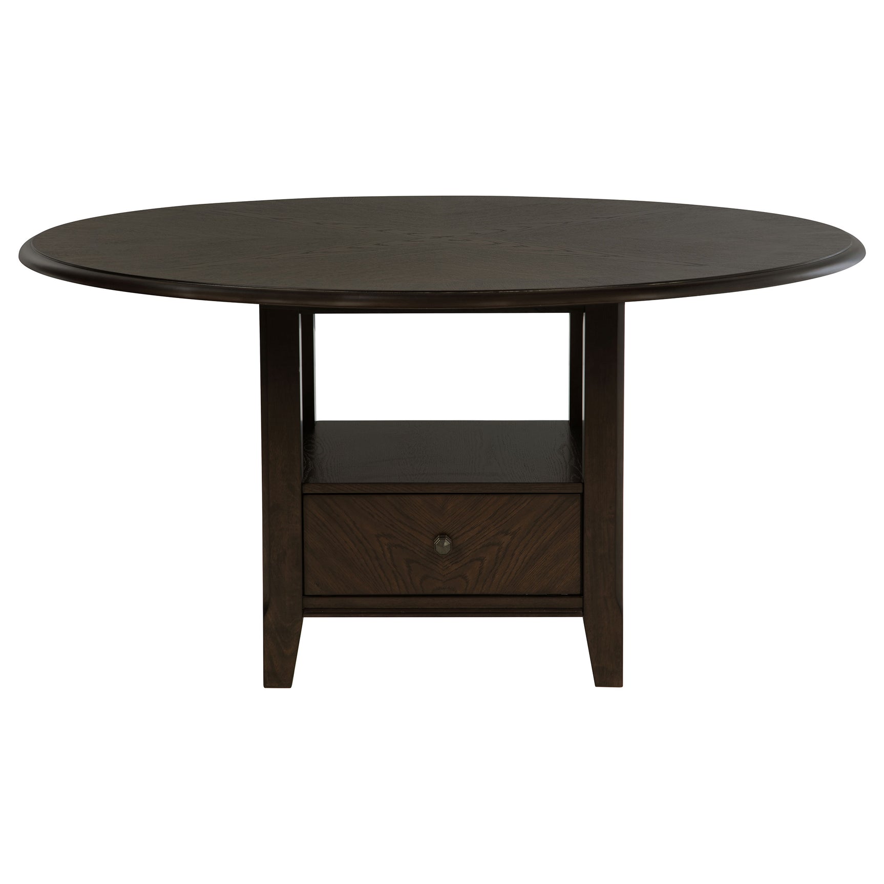 close-up detail of Twyla Dark Cocoa wood table surface
