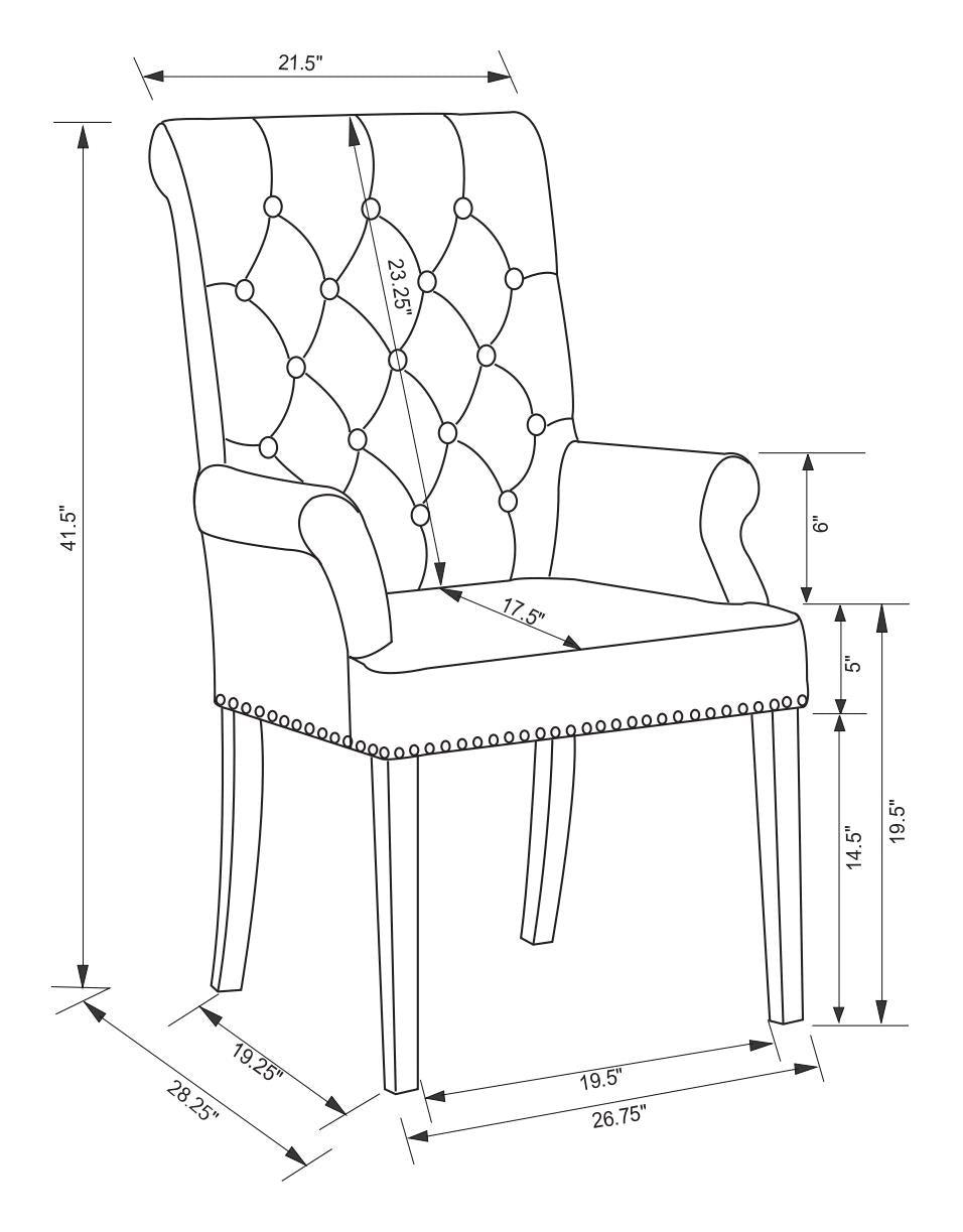 Back view of Alana Upholstered Tufted Arm Chair