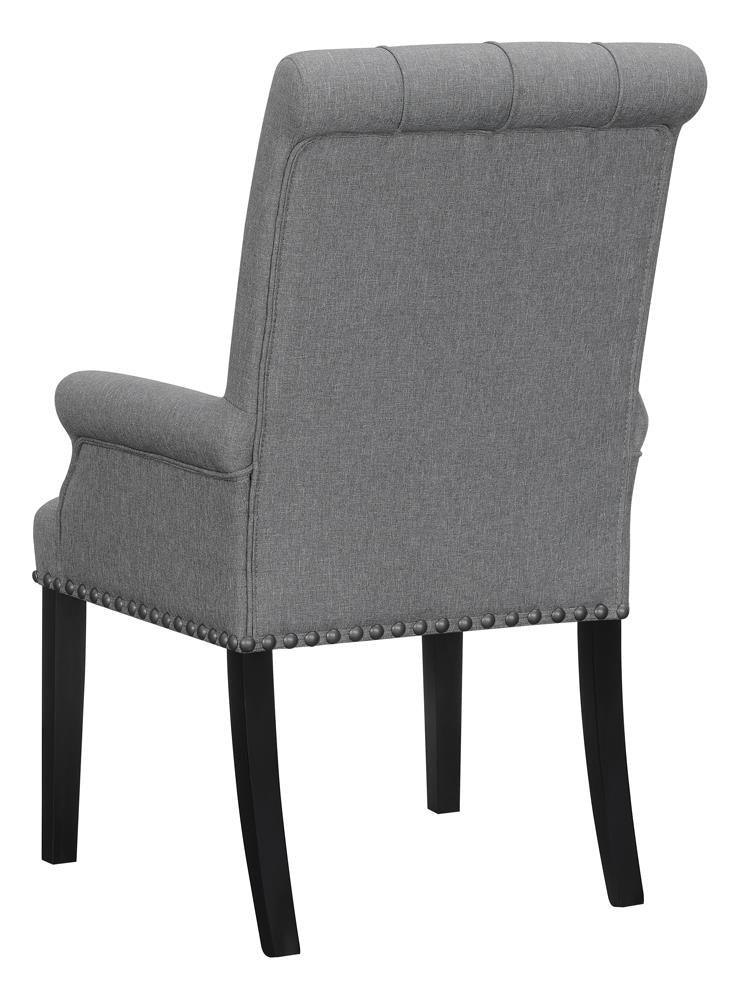 Alana Arm Chair showcasing tapered rustic espresso wood legs