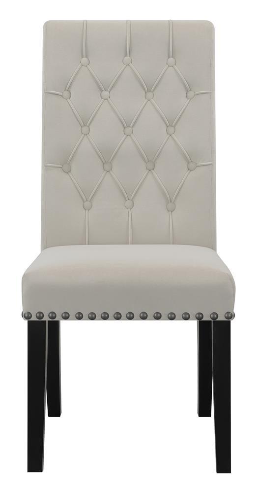 Alana Upholstered Tufted Side Chairs with Nailhead Trim - Side profile
