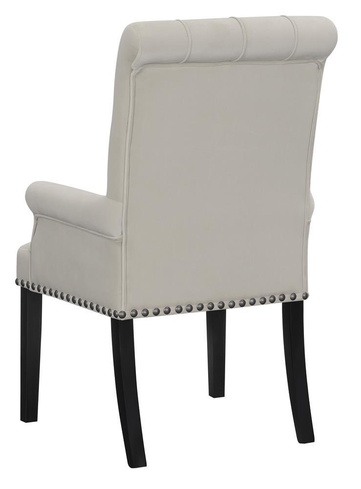 Alana Arm Chair showing rustic espresso tapered legs