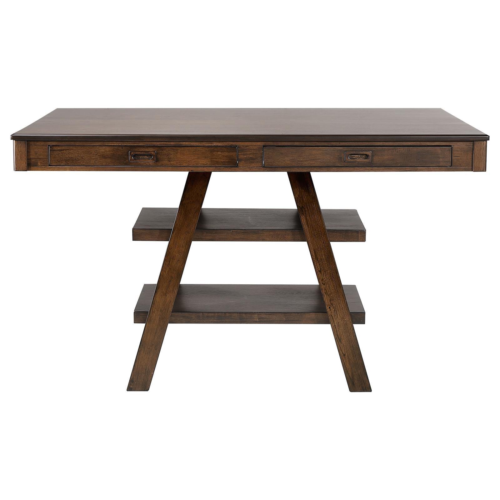 Dewey Walnut 2-Drawer Counter Height Table front view