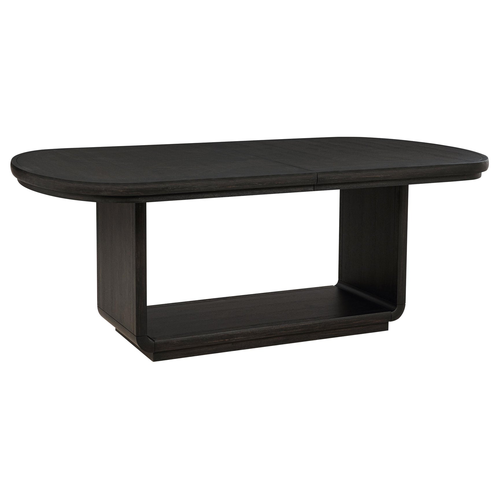 Dining table pedestal base with burnished black finish