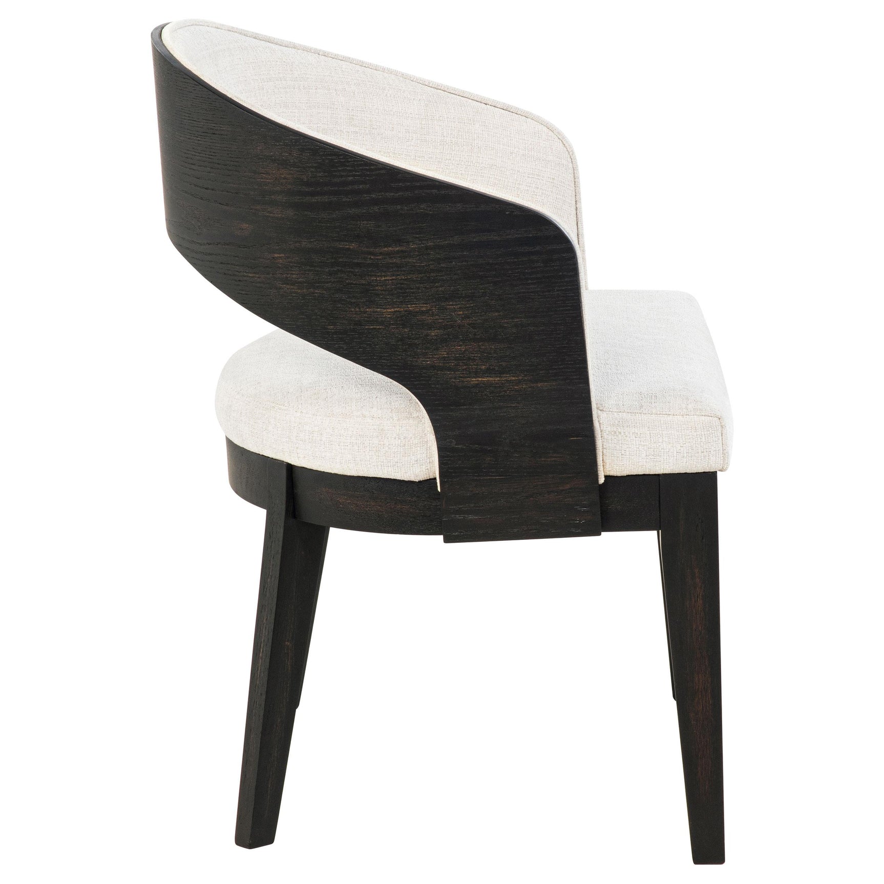 Leandro chair angled view highlighting curved arms