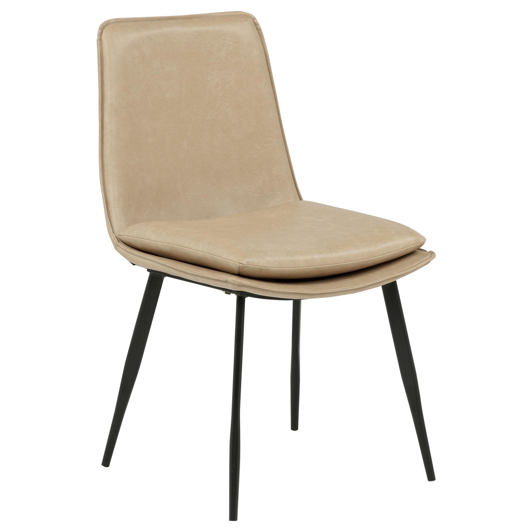 Side view showing curved back and seat cushion on Ortega chair