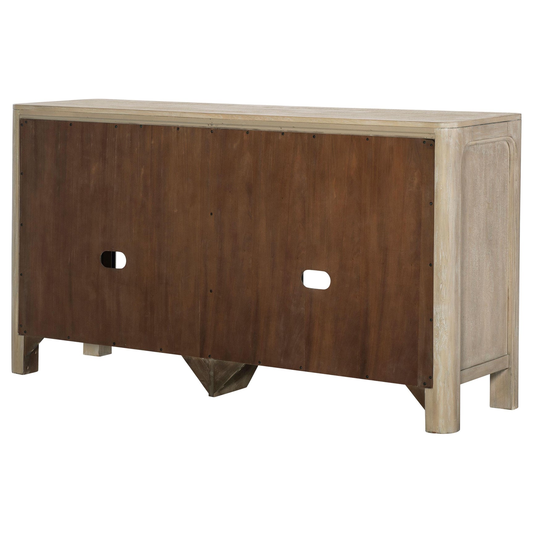 Solano Sliding Door Dining Sideboard in weathered mango finish, front view