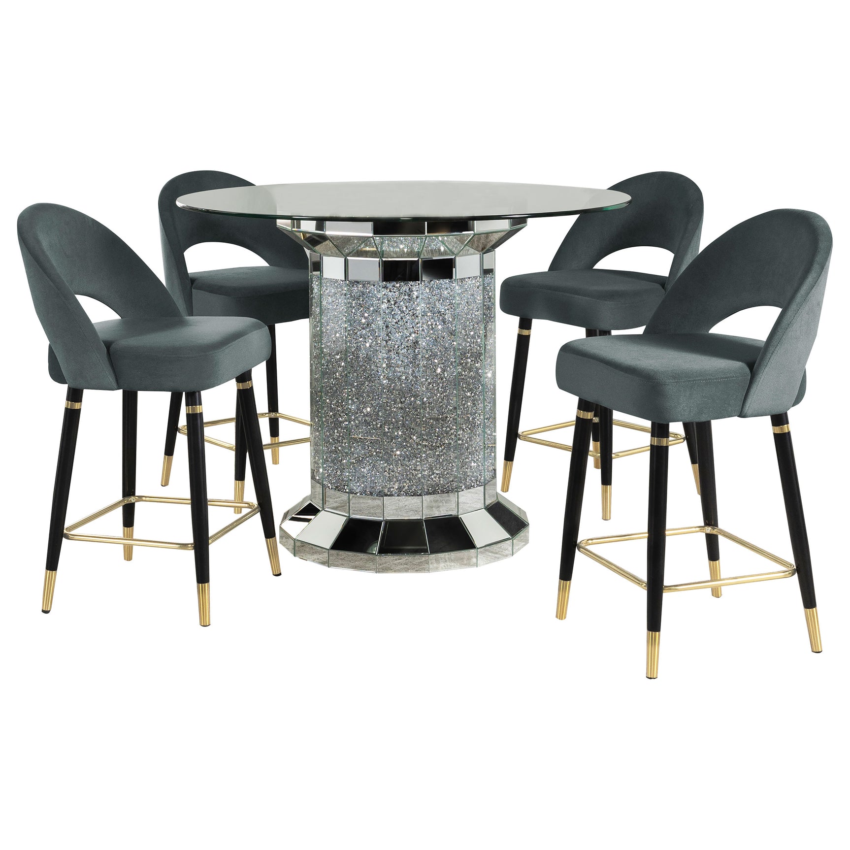 Side view of Ellie Grey Mirrored Counter Height Dining Set