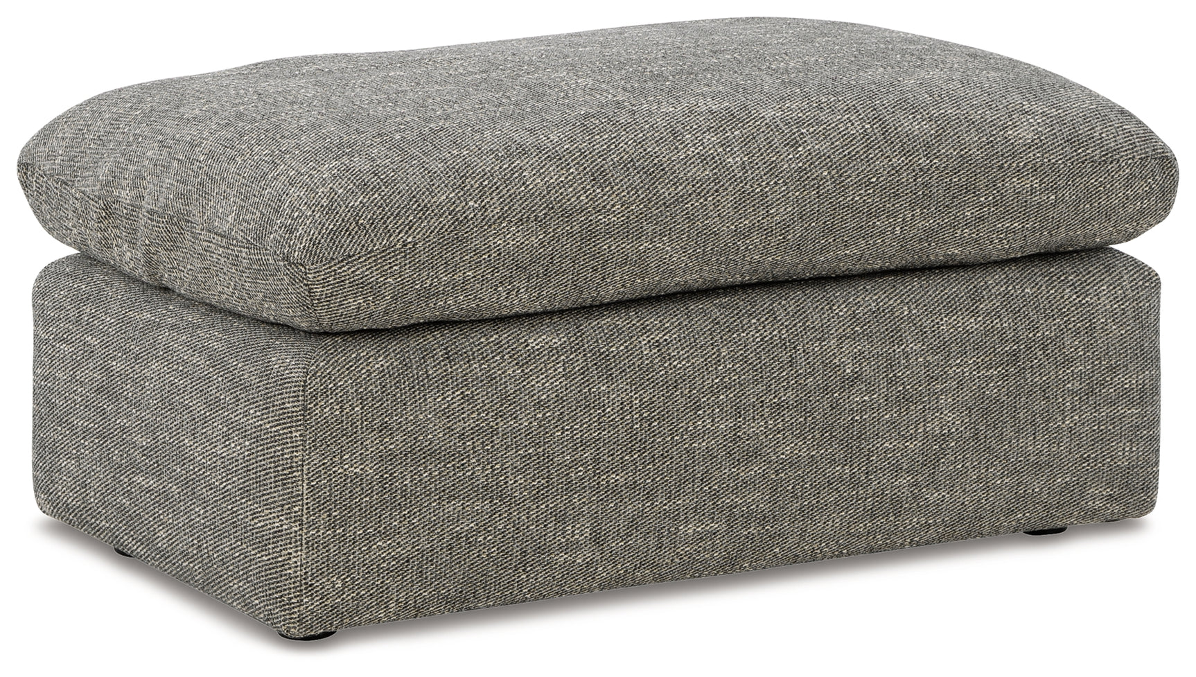 Dramatic Granite Chenille Ottoman angled side view