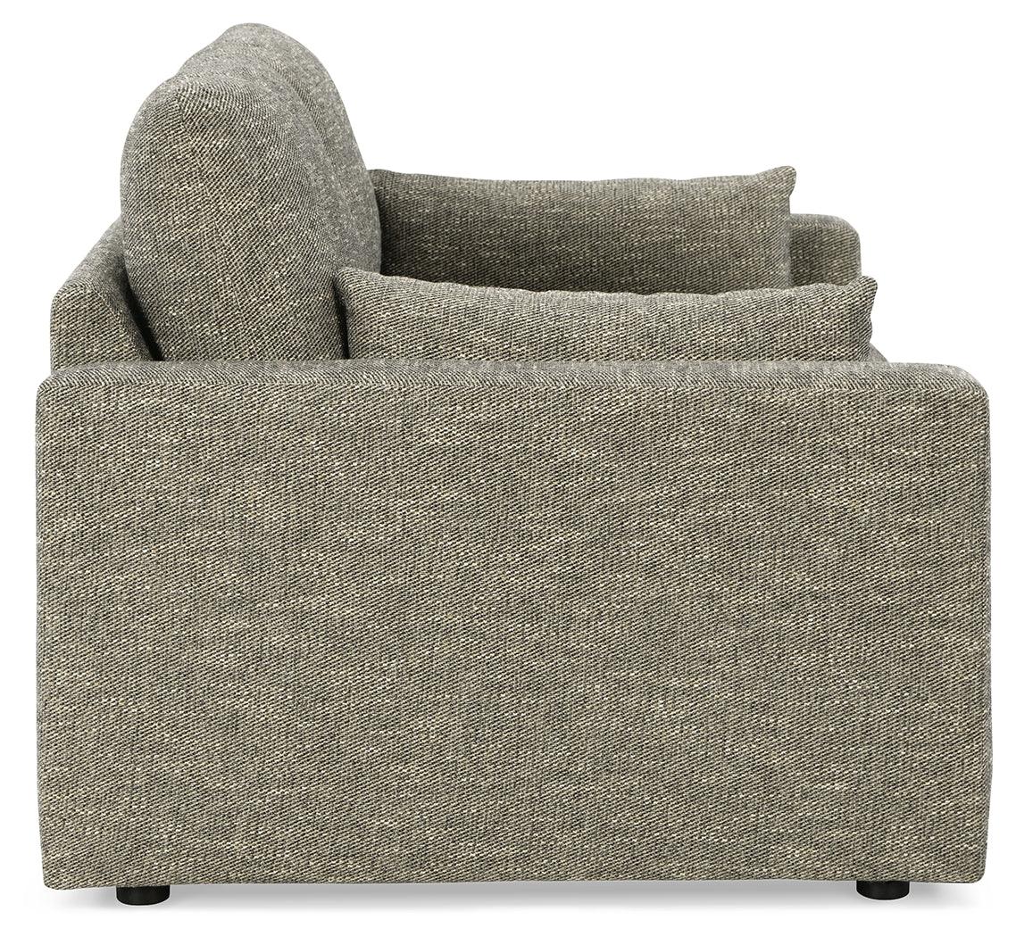 Dramatic Granite Chenille Loveseat side view showing profile
