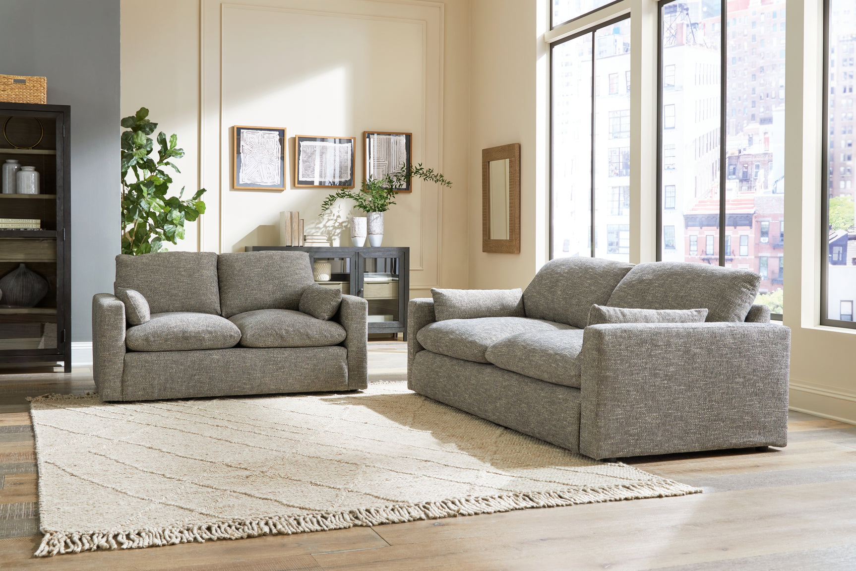 Side view of Dramatic Granite Sofa and Loveseat set