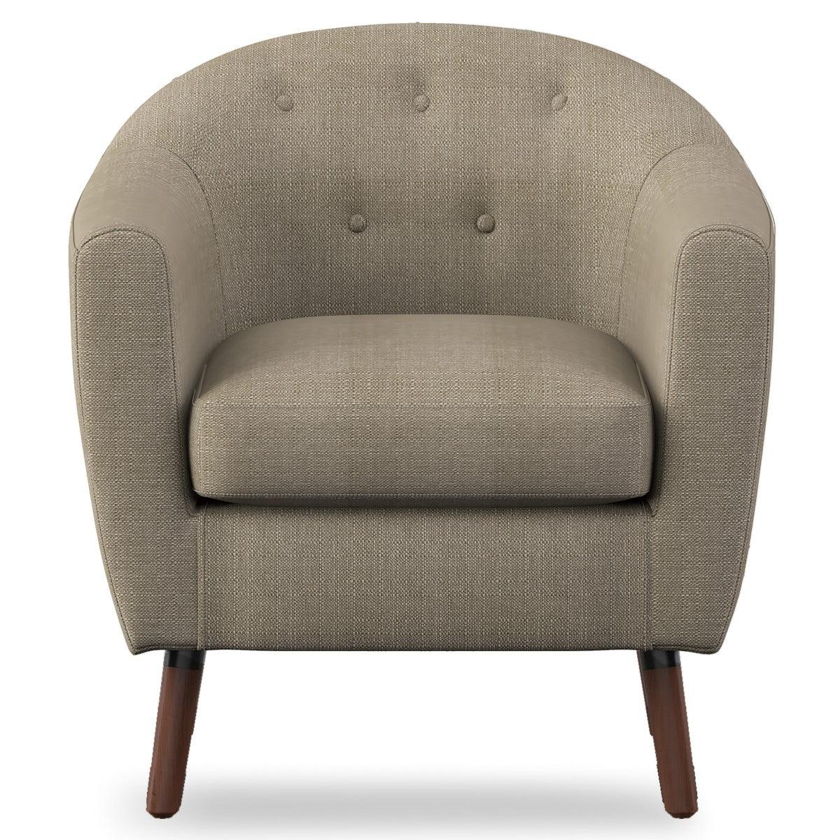 Lucille Beige Tufted Fabric Accent Chair front 3D view